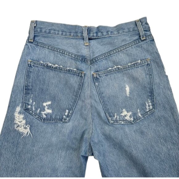 AGOLDE High-Rise Distressed Straight Leg Jeans 26 Light Wash Designer Denim - Picture 8 of 15